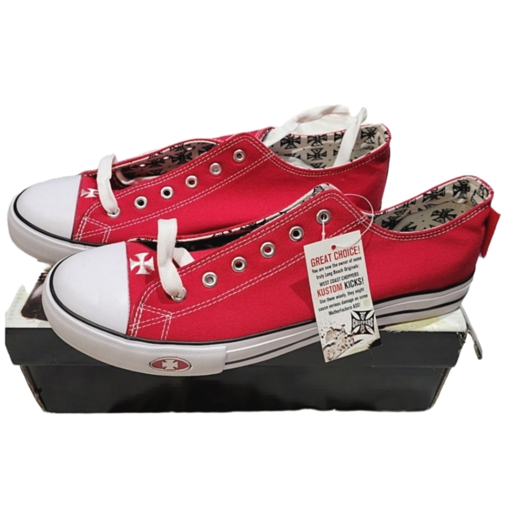 Red Canvas Jesse James West Coast Choppers Sneakers for Men